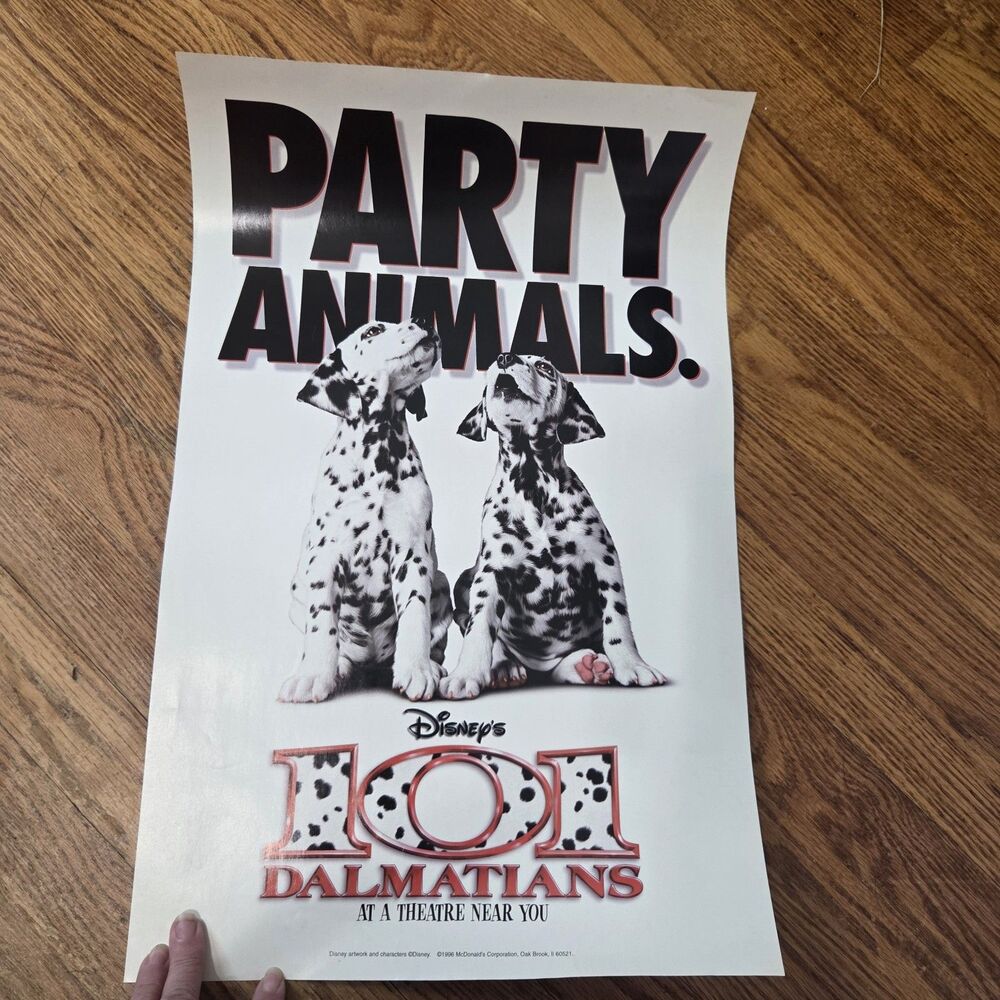 1996 McDonalds Disney 101 Dalmatians Double Sided Promo Poster 14x22